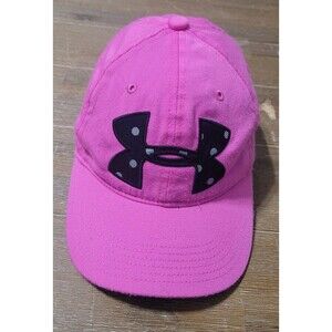 Under Armour Hat Cap Youth Pink Adjustable Black symbol With Silver Dots